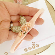 Load image into Gallery viewer, Dainty Bunny Ears Easter headband - Peach and Gold Headband
