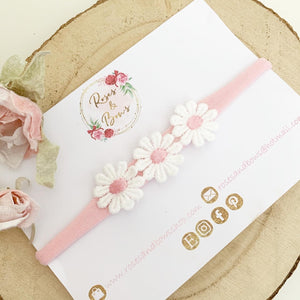Daisy headband - pink nylon headband