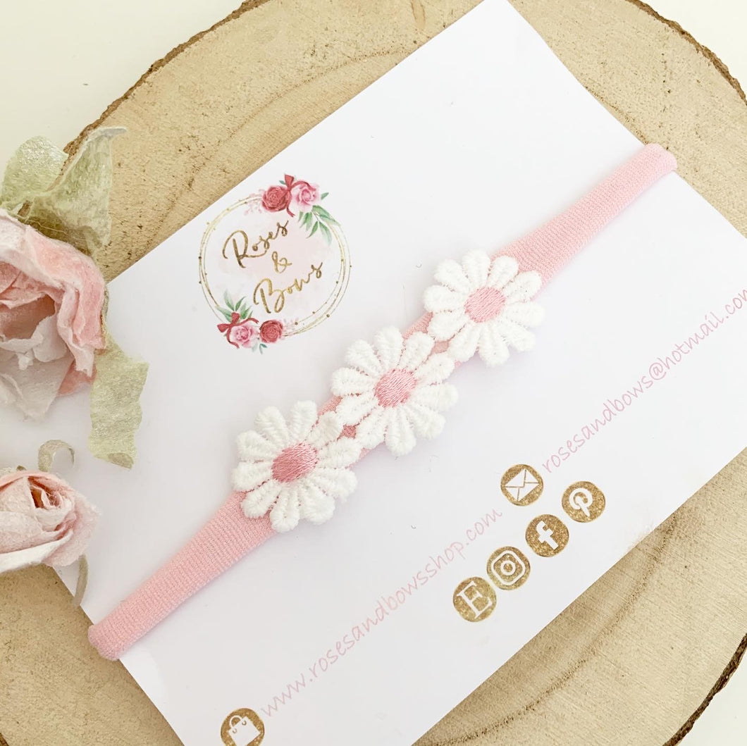 Daisy headband - pink nylon headband