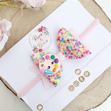 Load image into Gallery viewer, Paint Glitter Hair Bow Headband or Clip
