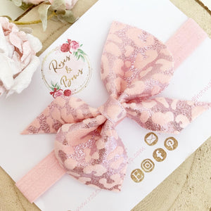 Pink Leopard Hair Bow Headband or Clip