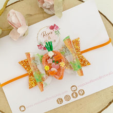 Load image into Gallery viewer, Easter Carrot Shaker Transparent and Glitter Hair Bow Headband or Clip
