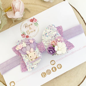 Easter Bunny Hot Air Balloon Hair Bow Headband or Clip