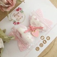 Load image into Gallery viewer, Pink Heart Transparent Valentine’s Bow with Charm
