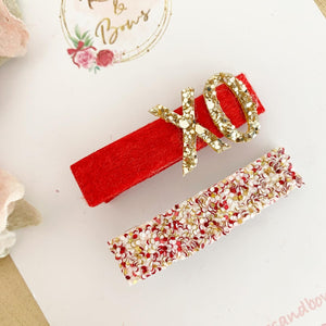 Valentines XO alligator clip set