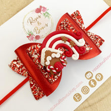 Load image into Gallery viewer, Red Gingerbread House Hair Bow Clip or Headband
