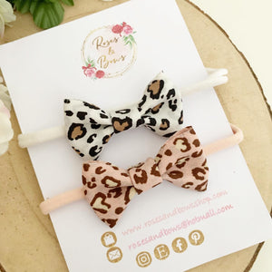 Leopard Print Bow Set - Headbands or Clips