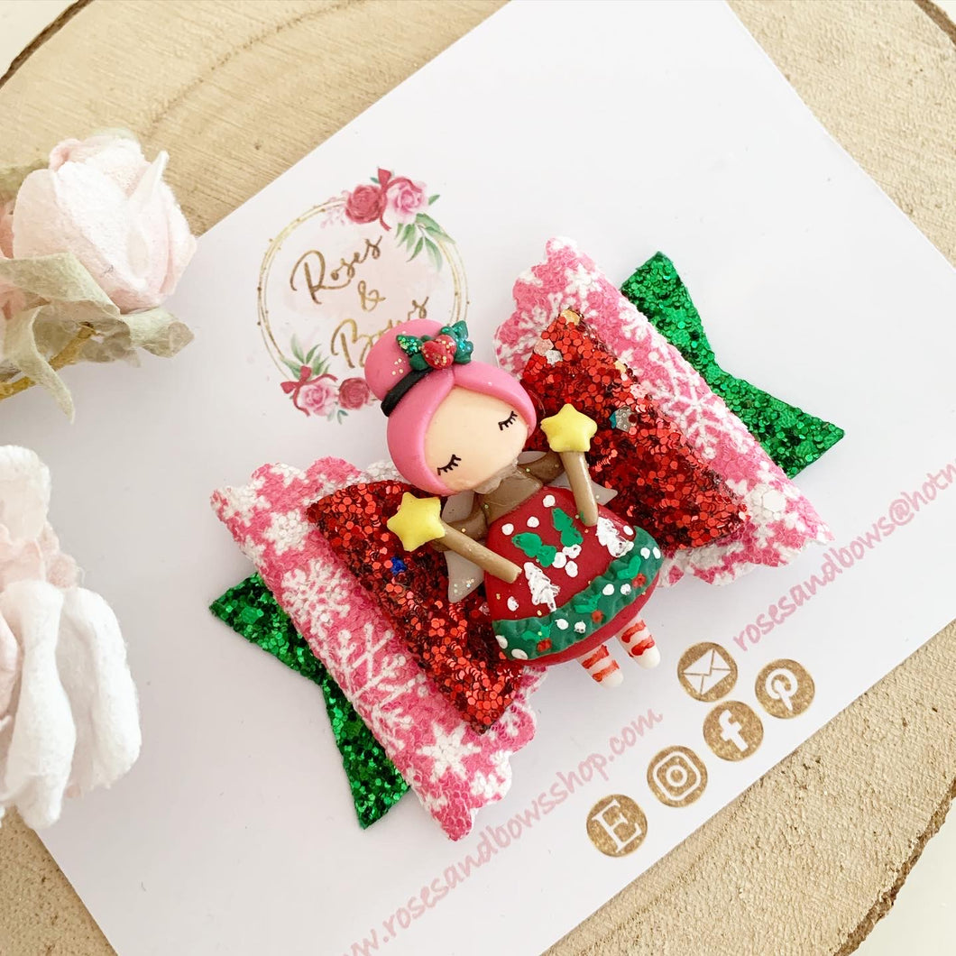 Christmas Girl Hair Bow Clip or Headband