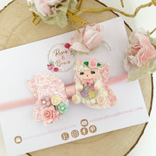 Load image into Gallery viewer, Easter Lamb Glitter Hair Bow Hair Clip or Headband
