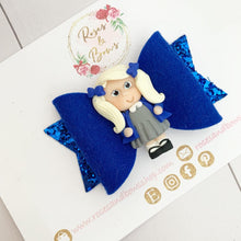 Load image into Gallery viewer, Royal Blue School Girl Hair Bow Headband or Clip READY TO SHIP
