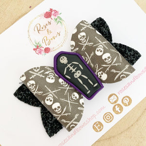 Skeleton Halloween Hair Bow Headband or Clip