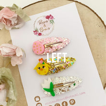 Load image into Gallery viewer, Easter snap clip set - Easter chick, flower and egg set
