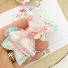 Load image into Gallery viewer, Camper Van Charm Glitter Bow Headband or Clip
