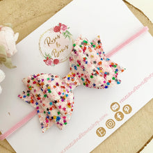 Load image into Gallery viewer, Pink Star Glitter Hair Bow Headband or Clip
