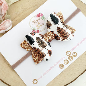 Autumn leopard tree hair Bow Headband or Clip