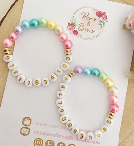 Girls Safety Phone Number Bracelet