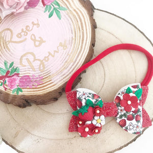 Strawberry Hair Bow Headband or Clip