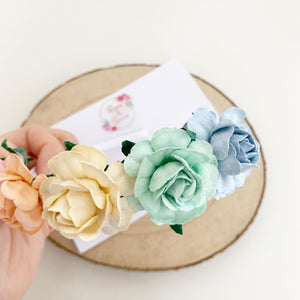 Rainbow flower crown headband