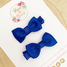 Load image into Gallery viewer, Royal Blue School Small Hair Bow Clip Set
