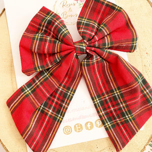 Red Tartan Hair Bow