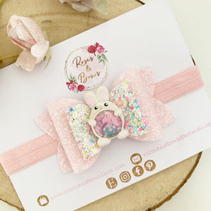 Easter Bunny Rabbit Shaker Hair Bow Headband or Clip