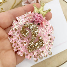 Load image into Gallery viewer, Pink Birthday Badge - Birthday Princess Glitter Badge  or
