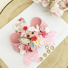 Load image into Gallery viewer, Pink Fairy Glitter Hair Bow Headband or Clip
