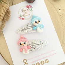 Load image into Gallery viewer, Snowman glitter snap clip set
