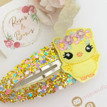 Load image into Gallery viewer, Easter Chick Glitter and Felt large snap clip
