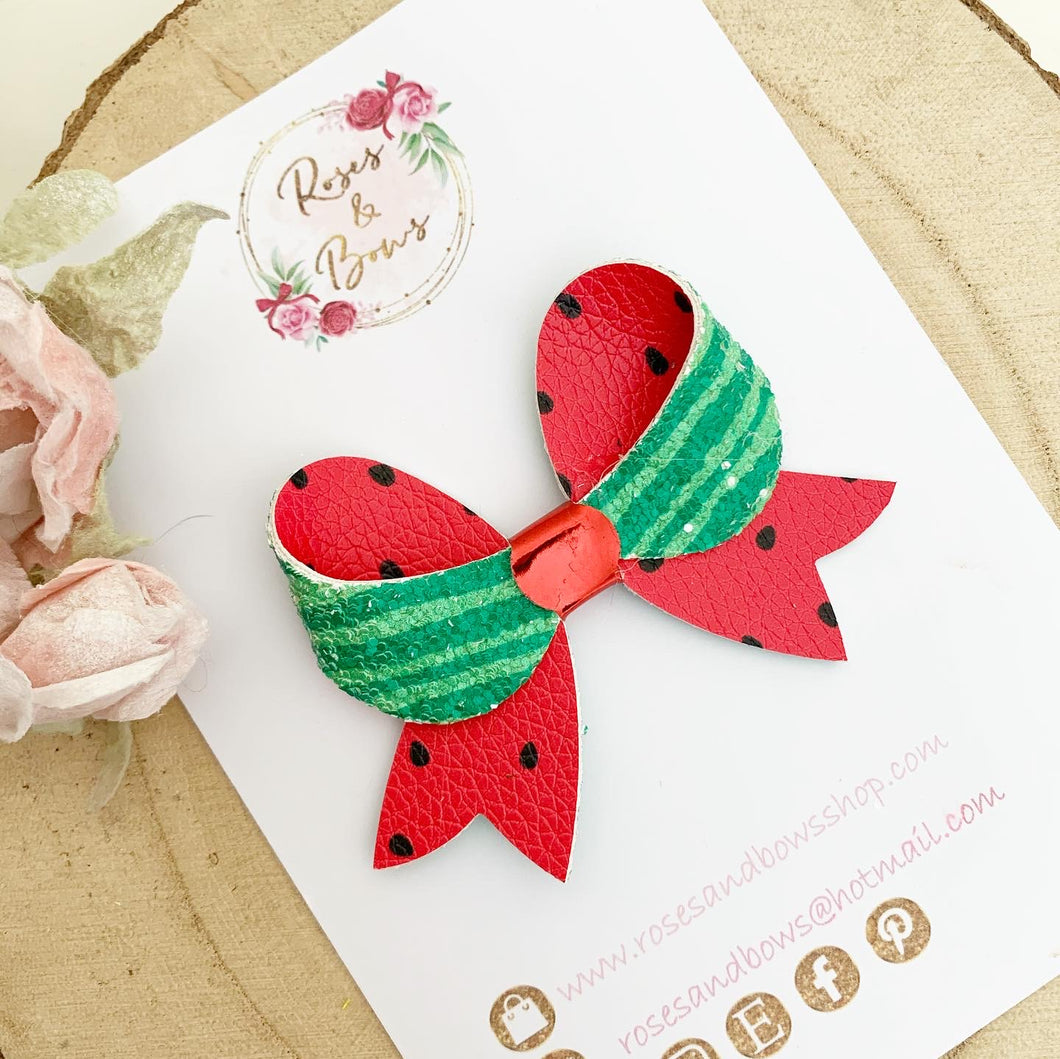 Watermelon Hair Bow Headband or Clip