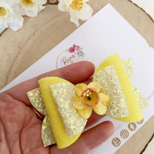 Daffodil Hair Bow Headband or clip