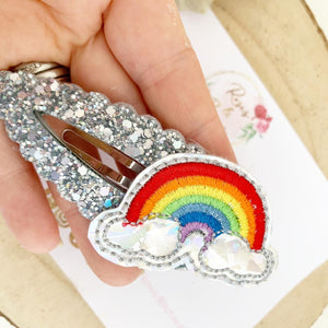 Silver rainbow large snap clip