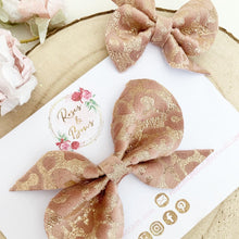 Load image into Gallery viewer, Rose Gold Leopard Hair Bow Headband or Clip
