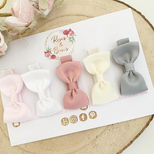 Muted neutrals Small Hair Bow Clip Set