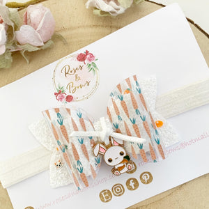 Easter Bunny Transparent Charm Hair Bow Headband or Clip