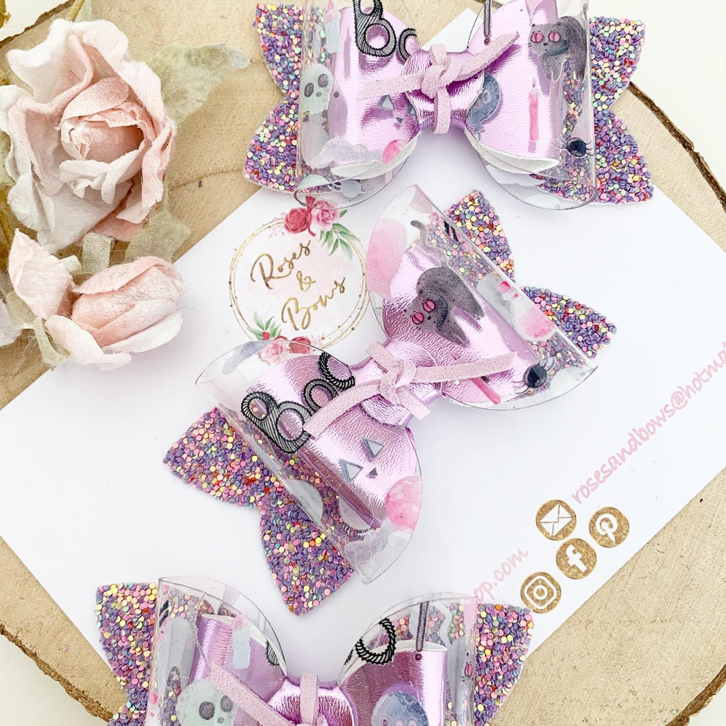 Halloween Purple Boo Hair Bow Headband or Clip