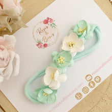 Load image into Gallery viewer, Mint cherry blossom nylon headband
