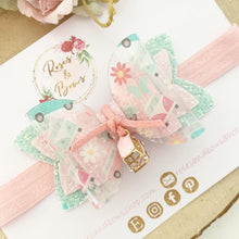 Load image into Gallery viewer, Camper Van Charm Glitter Bow Headband or Clip
