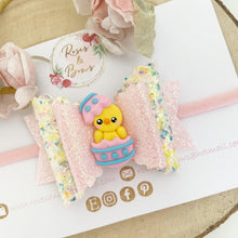 Load image into Gallery viewer, Easter Chick Glitter Hair Bow Hair Clip or Headband
