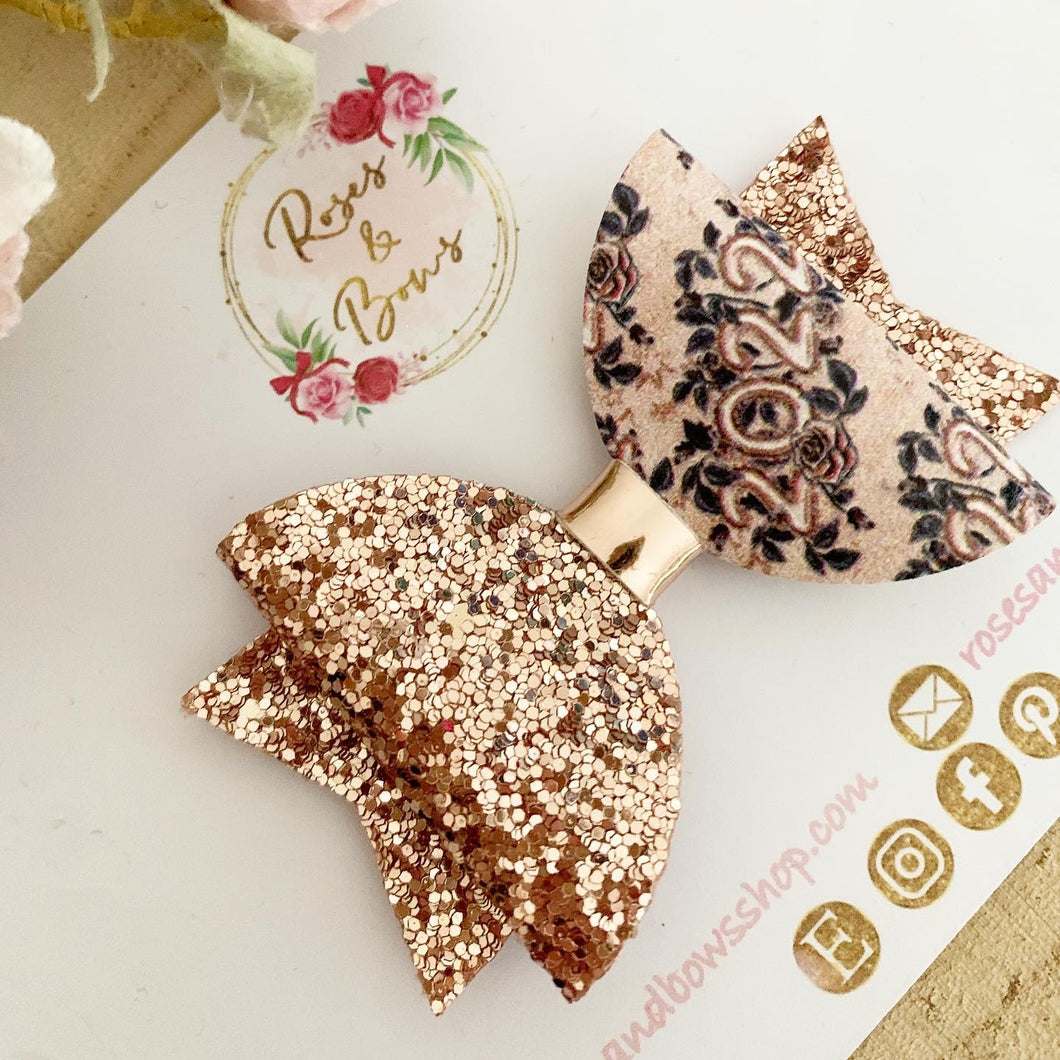 2022 New Years Glitter Hair Bow Headband or Clip