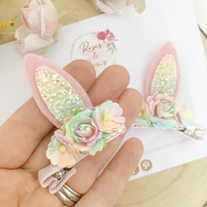 Rainbow Stand Up Bunny Ear Clips - Easter Bunny Clips