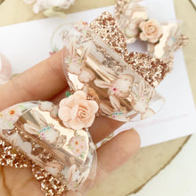 Load image into Gallery viewer, Rose Gold Easter Bunny Hair Bow Headband or clip
