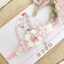 Load image into Gallery viewer, Pink and White Bunny Ears Easter headband - Girls Hairband - Photo Prop
