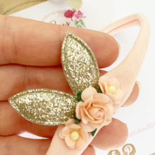 Load image into Gallery viewer, Dainty Bunny Ears Easter headband - Peach and Gold Headband
