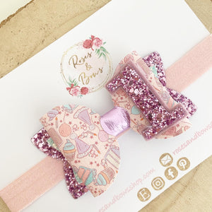 Birthday Party Hair Bow Headband or Clip