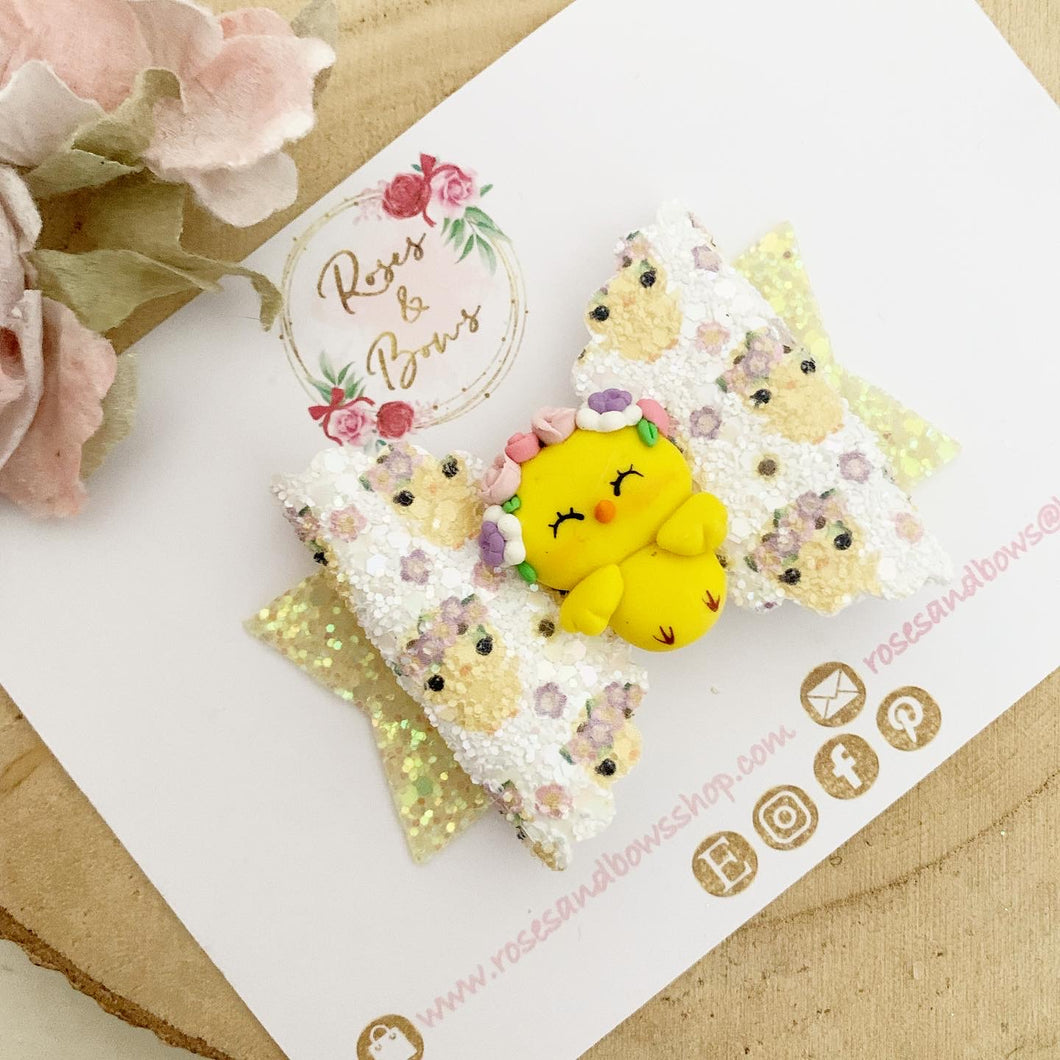 Easter Chick Hair Bow Headband or Clip