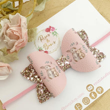 Load image into Gallery viewer, Easter Bunny Glitter Hair Bow Hair Clip or Headband

