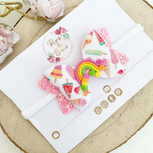 Load image into Gallery viewer, Ice Lolly Popsicle Rainbow Hair Bow clip or headband
