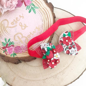 Strawberry Hair Bow Headband or Clip