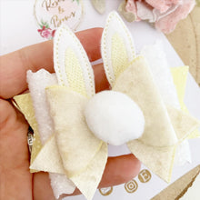 Load image into Gallery viewer, Lemon Bunny Ears Easter Hair Bow Headband or Clip
